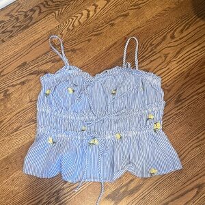 Blue and Yellow Striped Women's Camisole